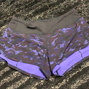 Lululemon Purple Camo Speed Up Shorts
